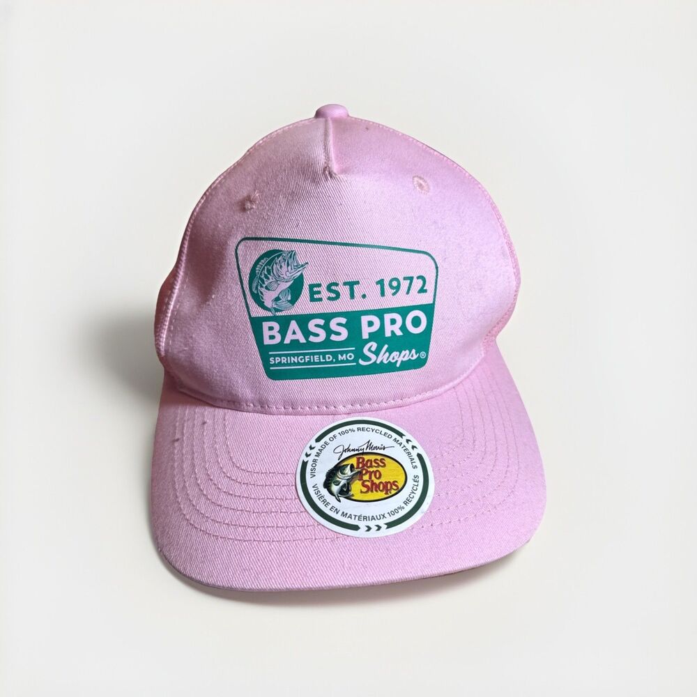 Pink Bass Pro Shops Trucker Hat Cap Est. 1972 Logo Adjustable Fishing Snapback